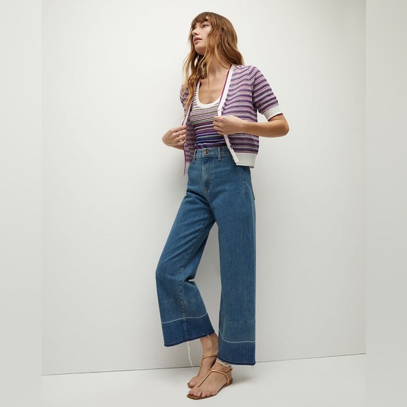 Veronica Beard Grant Released Hem Cropped Wide Leg Jean - Picture 2 of 5